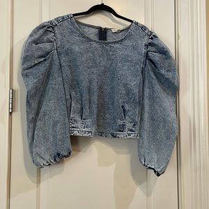 Elloquii size 22 denim crop With puffed sleeve